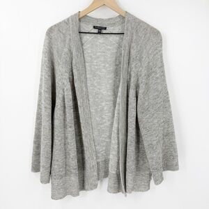 Eileen Fisher Linen Cotton Gray Open Cardigan Sweater 3X Lagenlook Work Relaxed